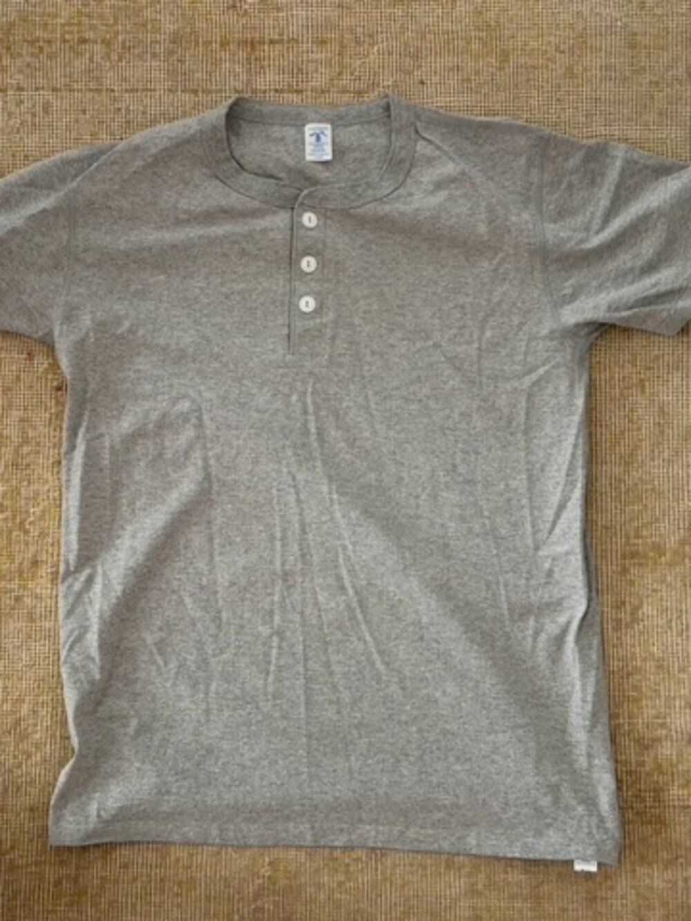 Velva Sheen Made in USA Short Sleeve Henley - Heather Grey - Large